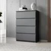 FURNIX Commode/ Meuble De Rangement Arenal Avec 4 Tiroirs 70 X 37 X 98 Cm Anthracite Style Moderne -Meubles Soldes Boutique commode 10043159