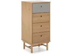 Chiffonnier De Nuit Magnus 4 Tiroirs, Bois Massif, 40 Cm Largeur