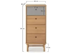 Chiffonnier De Nuit Magnus 4 Tiroirs, Bois Massif, 40 Cm Largeur -Meubles Soldes Boutique commode 10760379