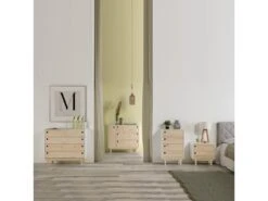 Chifonnier Roma Avec 4 Tirois En Couleur Blanc, Pieds Et Façades En Bois Naturel 11 Chifonnier Roma Avec 4 Tirois En Couleur Blanc, Pieds Et Façades En Bois Naturel -Meubles Soldes Boutique commode 10760901