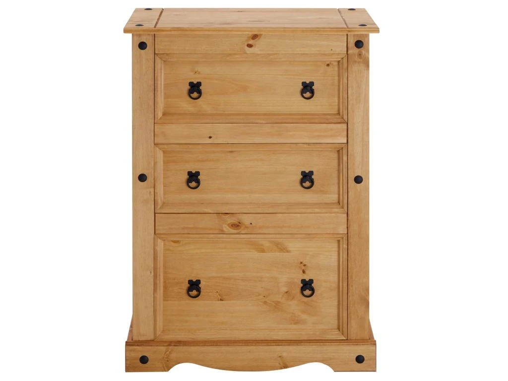 Commode SALSA Chiffonnier En Bois Style Mexicain Avec 2 Petits Et 1 Grand Tiroir, En Pin Massif Finition Teintée/cirée 5 Commode SALSA Chiffonnier En Bois Style Mexicain Avec 2 Petits Et 1 Grand Tiroir, En Pin Massif Finition Teintée/cirée – Image 3