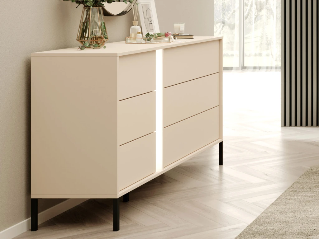 Commode 6 Tiroirs - Avec LEDs - Beige - ELYNIA 4 Commode 6 Tiroirs - Avec LEDs - Beige - ELYNIA – Image 2