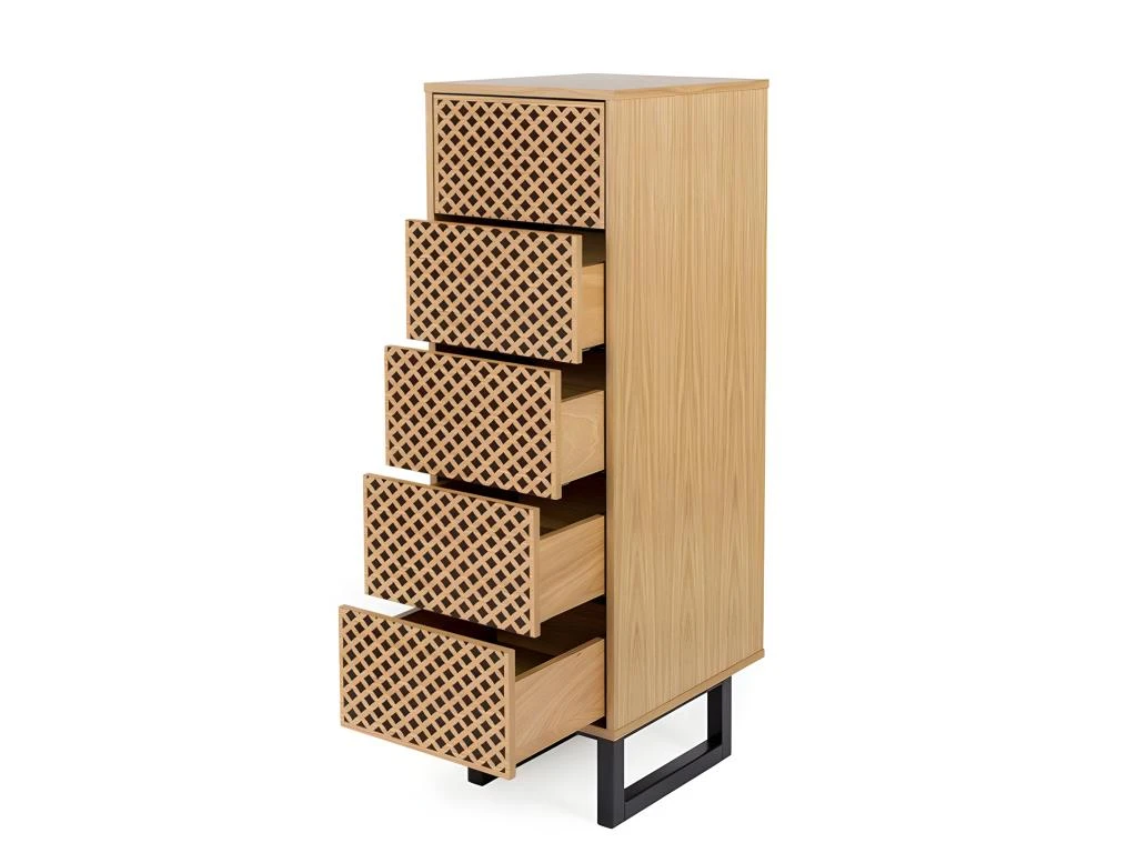 Chiffonnier 5 Tiroirs Diamants "Camden" 123cm Naturel 6 Chiffonnier 5 Tiroirs Diamants "Camden" 123cm Naturel – Image 4