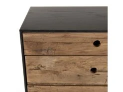 ANDREA - Meuble Chiffonnier 5 Tiroirs Bois Pin Recyclé Naturel Et Noir -Meubles Soldes Boutique commode 14659485