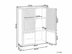 Commode à Maillage En Métal 4 Portes Noire Effet Bois Foncé VINCE -Meubles Soldes Boutique commode 17464867
