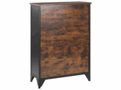 Commode à Maillage En Métal 4 Portes Noire Effet Bois Foncé VINCE -Meubles Soldes Boutique commode 17464873