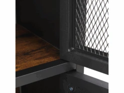 Commode à Maillage En Métal 4 Portes Noire Effet Bois Foncé VINCE -Meubles Soldes Boutique commode 17464875