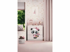 Commode Enfant PANDA - 3 Tiroirs 80 Cm X 80 Cm X 40 Cm - Blanc