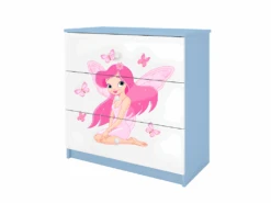 Commode Enfant Fée Avec Des Papillons - 3 Tiroirs 80 Cm X 80 Cm X 40 Cm - Bleu -Meubles Soldes Boutique commode 17566011