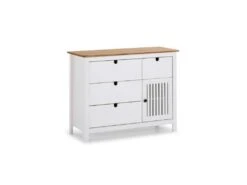 Commode 1 Porte 4 Tiroirs Bois/Blanc - BRANU -Meubles Soldes Boutique commode 17631105