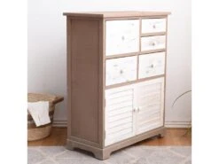 Commode Armoire Gris Blanc Shabby 2 Portes 5 Tiroirs 77x60x30 -Meubles Soldes Boutique commode 18427353