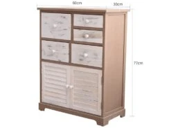 Commode Armoire Gris Blanc Shabby 2 Portes 5 Tiroirs 77x60x30 -Meubles Soldes Boutique commode 18427357