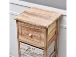 Table De Chevet 1 Tiroir 3 Paniers Bois Marron Clair 81x30x27 -Meubles Soldes Boutique commode 18428579