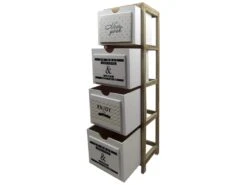 Commode Table De Chevet Nordic Marron Blanc 4 Tiroirs 97x30x24 -Meubles Soldes Boutique commode 18431925