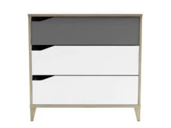 Commode Enfant 3 Tiroirs En Bois Blanc Et Gris - CO213