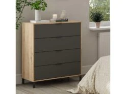 Commode 4 Tiroirs Chêne/Gris Anthracite - LUMIA - L 77.5 X L 40 X H 94 Cm -Meubles Soldes Boutique commode 19824981