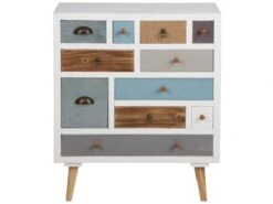 Thames Commode Blanche Avec 11 Tiroirs Multicolores.