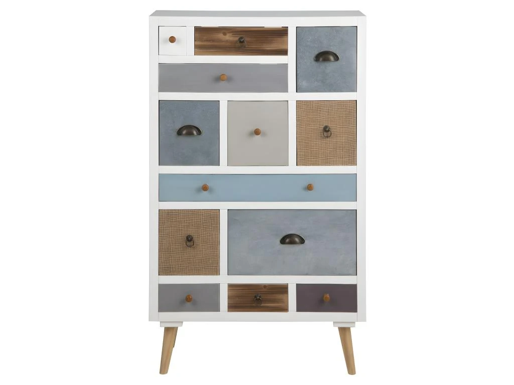 Thames Commode Blanche Avec 13 Tiroirs De Couleurs Différentes. Livrée Complètement Montée. 4 Thames Commode Blanche Avec 13 Tiroirs De Couleurs Différentes. Livrée Complètement Montée. – Image 2