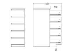 Nada Commode Haute Et étroite Avec 5 Tiroirs, Aspect Béton, Blanc Brillant. -Meubles Soldes Boutique commode 22088231