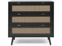 Commode 3 Tiroirs Noir Imprimé Cannage - CO7072-2 -Meubles Soldes Boutique commode 22993993