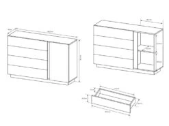 Commode MURARI - 4 Tiroirs Et 1 Porte - Blanc Brillant Et Chêne -Meubles Soldes Boutique commode 474873