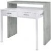 Table Console Billings, Bureau Avec Plateau Extensible, Bureau PC Avec 2 Tiroirs, 99x36h88 Cm, Ciment Et Blanc -Meubles Soldes Boutique console 10782581