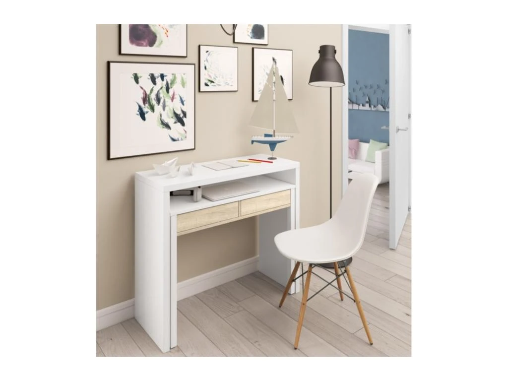 Bureau Console Extensible 2 Tiroirs Consola - L100 Cm 4 Bureau Console Extensible 2 Tiroirs Consola - L100 Cm – Image 2