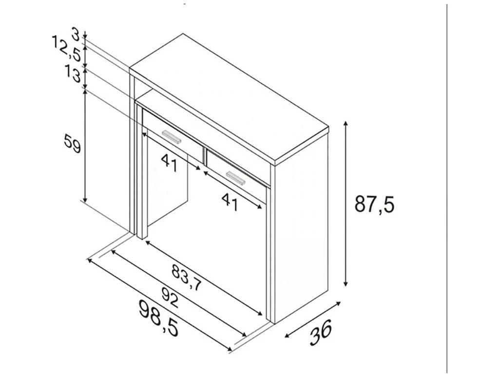Bureau Console Extensible 2 Tiroirs Consola - L100 Cm 9 Bureau Console Extensible 2 Tiroirs Consola - L100 Cm – Image 7
