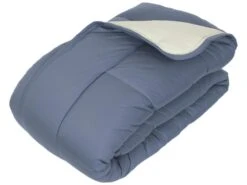 Couette Hiver 140x200 Cm COCOON BICOLORE Petrole/Mastic Garnissage Fibre Polyester 400 G/m2