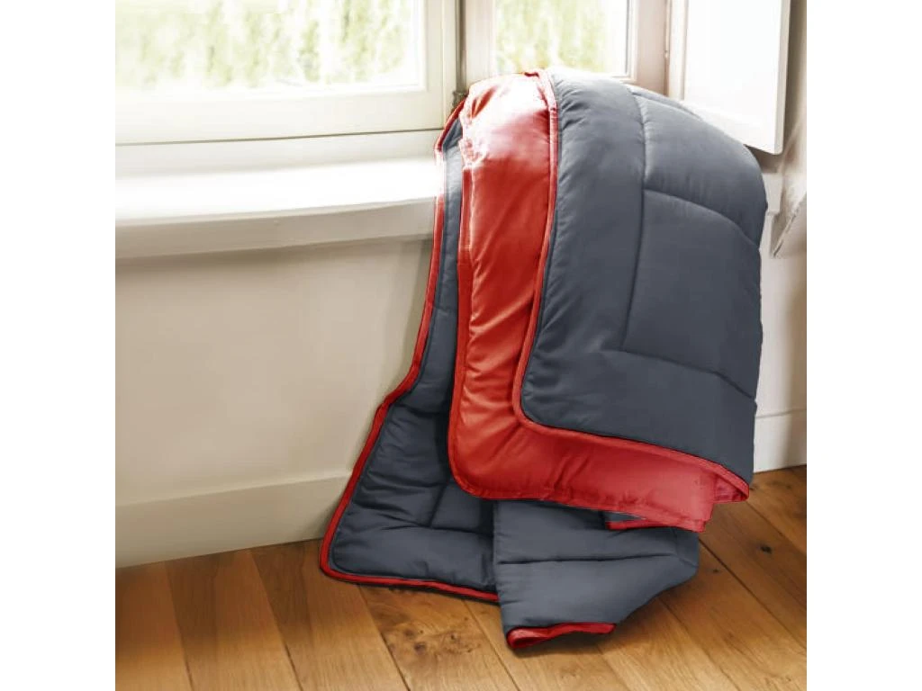 Couette été 240x220 Cm COCOON BICOLORE Gris/Rouge Garnissage Fibre Polyester 200 G/m2 4 Couette été 240x220 Cm COCOON BICOLORE Gris/Rouge Garnissage Fibre Polyester 200 G/m2 – Image 2