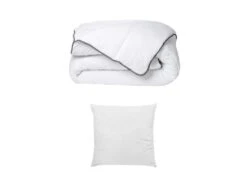 Pack Couette Toucher Soie 140 X 200 Cm + 1 Oreiller 60 X 60 Cm - Blanc - BIESYA