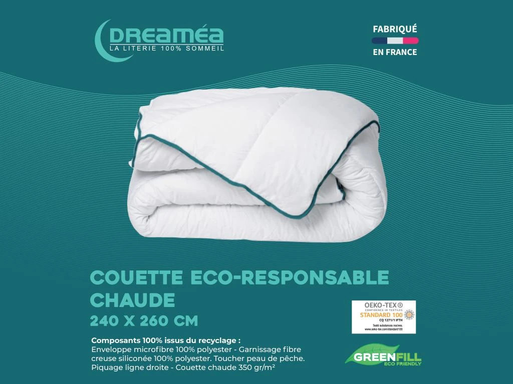 Pack Couette Chaude 240 X 260 Cm + 2 Oreillers 60 X 60 Cm Recyclés De DREAMEA - ROSA 4 Pack Couette Chaude 240 X 260 Cm + 2 Oreillers 60 X 60 Cm Recyclés De DREAMEA - ROSA – Image 2