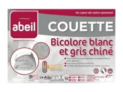 ABEIL Couette Temperee BICOLORE 240x260cm - Blanc + Gris Chine -Meubles Soldes Boutique couette 8895601