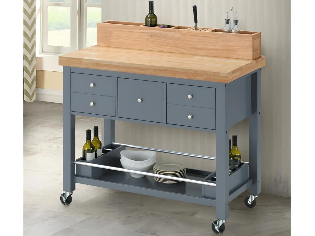 Desserte De Cuisine à Roulettes AROMATA- 5 Tiroirs - Hévéa 3 Desserte De Cuisine à Roulettes AROMATA- 5 Tiroirs - Hévéa