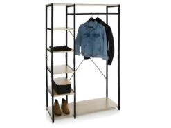 Penderie Avec 5 étagères En Bois Et Métal - Longueur 100 X Profondeur 40 X Hauteur 170 Cm