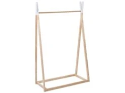 Penderie Enfant Scandinave Blanc Et Naturel - Dim : L 78 X L 126 X H 38 Cm