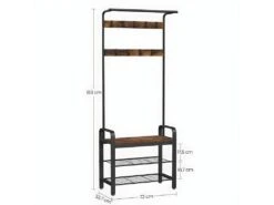 Penderie D'entrée 9 Crochets Avec Banc à Chaussures - L72 Cm -Meubles Soldes Boutique dressing et vestiaire 11452799