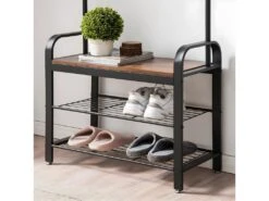 Penderie D'entrée 9 Crochets Avec Banc à Chaussures - L72 Cm -Meubles Soldes Boutique dressing et vestiaire 11452801