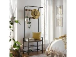 Penderie D'entrée 9 Crochets Avec Banc à Chaussures - L72 Cm -Meubles Soldes Boutique dressing et vestiaire 11452803