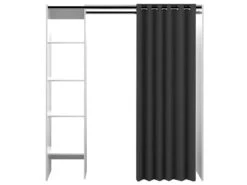 Dressing TOM Une Colonne - Blanc Et Rideau Gris - SYMBIOSIS