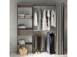 Aménagement Dressing Extensible Chêne Foncé - ARA - L 168 X L 50 X H 187 Cm