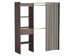 Aménagement Dressing Extensible Chêne Foncé - ARA - L 168 X L 50 X H 187 Cm -Meubles Soldes Boutique dressing et vestiaire 19722735