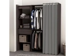 Aménagement Dressing Extensible Chêne Foncé - ARA - L 168 X L 50 X H 187 Cm -Meubles Soldes Boutique dressing et vestiaire 19722739