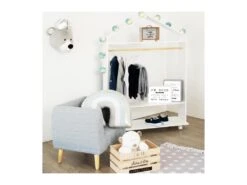 Meuble Enfant Etagère Et Penderie à Roulettes H 120 Cm -Meubles Soldes Boutique dressing et vestiaire 19802315