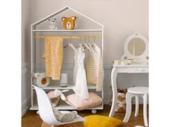 Meuble Enfant Etagère Et Penderie à Roulettes H 120 Cm -Meubles Soldes Boutique dressing et vestiaire 19802317