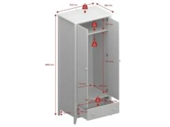 Alice Armoire Avec 2 Portes Et 1 Tiroir Teinté. -Meubles Soldes Boutique dressing et vestiaire 22039637