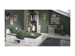 Kit Dressing Extensible D'angle SWING - Décor Chene Kronberg Et Blanc - L 203.8 X P 43.9 X H 218.3 Cm - Fabrication Française -Meubles Soldes Boutique dressing et vestiaire 22747923