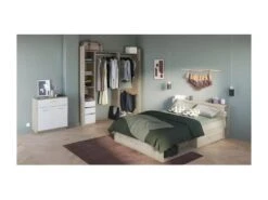 Kit Dressing Extensible D'angle SWING - Décor Chene Kronberg Et Blanc - L 203.8 X P 43.9 X H 218.3 Cm - Fabrication Française -Meubles Soldes Boutique dressing et vestiaire 22747925