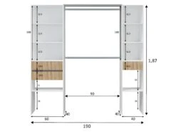 Aménagement De Dressing 3 Tiroirs Blanc/Bois Clair - YANA - L 190 X L 40 X H 187 Cm -Meubles Soldes Boutique dressing et vestiaire 22799183