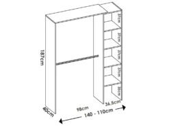Armoire Dgolett, Structure Pour Dressing, Portemanteau Ouvert, 140x40h187 Cm, Blanc -Meubles Soldes Boutique dressing et vestiaire 22870503